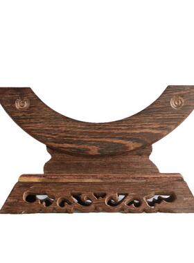 瓷盘茶饼托架双龙三脚玉石平安扣