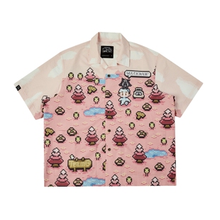 吉考斯工业机组家族TeamG像素印花衫男女同款轻薄透气泡泡纱衬衫