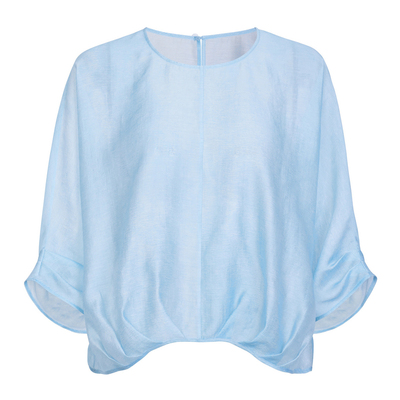 婉甸2026夏季新品天清蓝套头灯笼袖宽松休闲风女上衣1252H29HD5