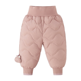 [抑菌远红外]羽绒裤男童女童长裤黑色新款保暖休闲裤儿童裤子