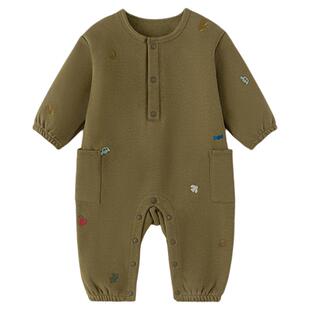 【清仓】babylove婴儿连体衣秋冬刺绣加绒加厚保暖宝宝哈衣爬服
