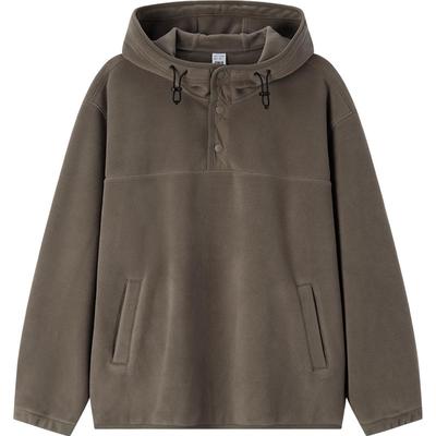 森马情侣摇粒绒半开襟连帽卫衣男