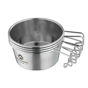 柯曼野营户外野炊餐具不锈钢大号雪拉杯吃饭碗多个重叠携带蘸料盘