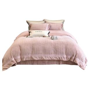 厂家直发【冰雪女王】治愈系软糯剪花仿兔绒四件套慕丝牛奶绒床品