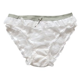 N582舒适女士中腰网纱蕾丝面料波点甜美舒适白色女生内裤M/L/XL