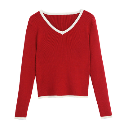 v领薄款针织衫女毛衣内搭打底衫