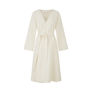 Sun雅乔【柏林初雪】秋冬韩系奶白A字长款双面呢羊毛大衣外套女