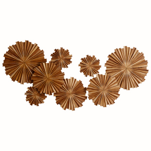 新中式客厅墙面装饰挂件圆形实木墙饰玄关立体壁饰壁挂墙上装饰品