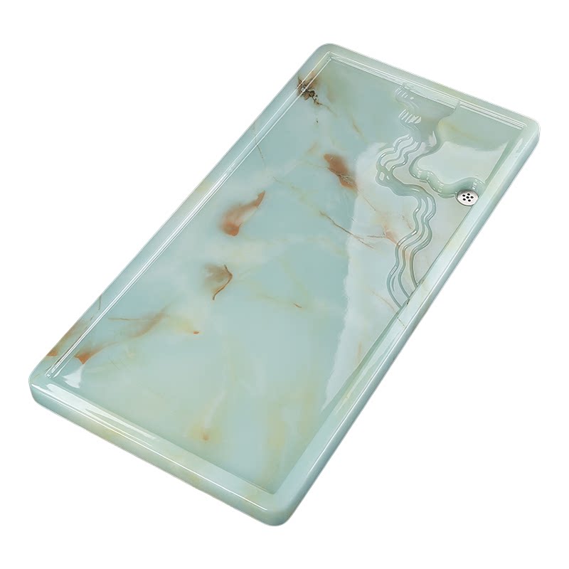 现代仿玉石陶瓷茶具茶盘套装轻奢家用新款茶台小型干泡托盘带排水