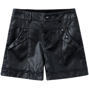 皮短裤女春秋2025年新款高腰皮裤外穿黑色裤子女裤秋冬加绒靴裤潮