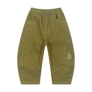 马拉丁童装儿童裤子秋装男童宽松立体锁色牛仔长裤