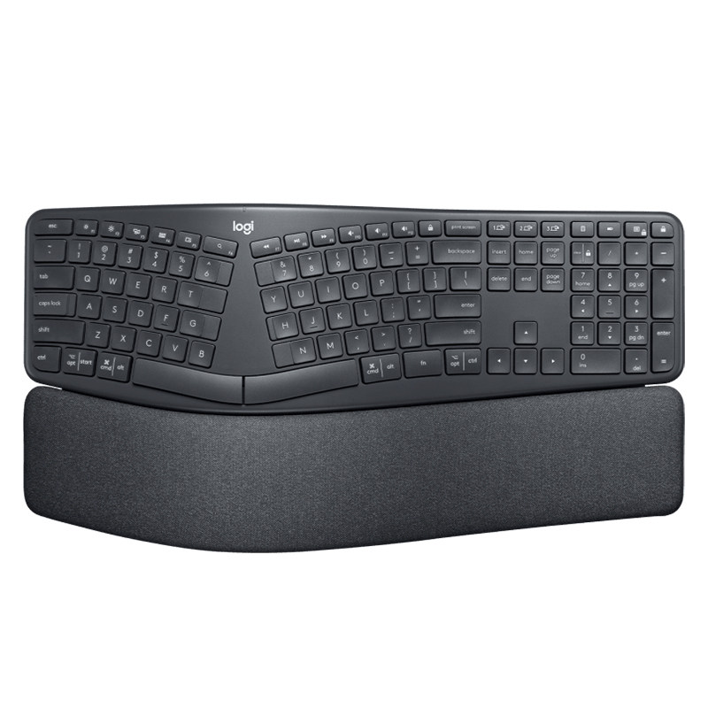 罗技ERGO K860无线蓝牙键盘人体工学分体式商用电脑办公掌托拆包
