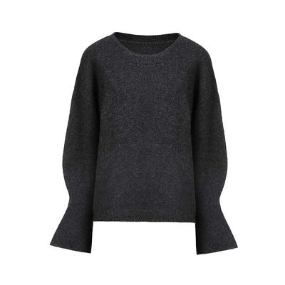 sdeer圣迪奥女装罗纹圆领喇叭袖宽松针织衫S244Z3501