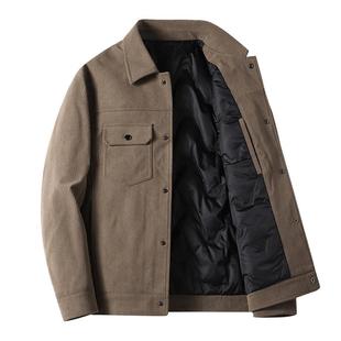 斯得雅男士羽绒夹克冬季男式灯芯绒工装外套轻薄款羽绒服男短款