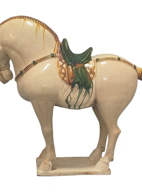 唐马陶瓷摆件马到成功玄关镇宅