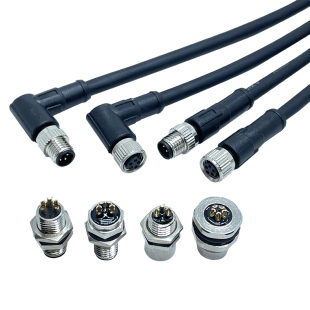 M8防水连接器航空插头直头/弯头带线注塑成型3芯4针5P信号传感器