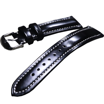 黑绿蓝马臀皮效果牛皮亮皮表带