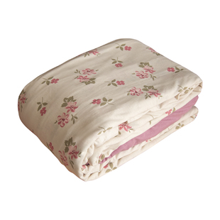 小碎花A类针织棉亲肤裸睡四件套粉色花朵床单床笠款纯棉儿童床品