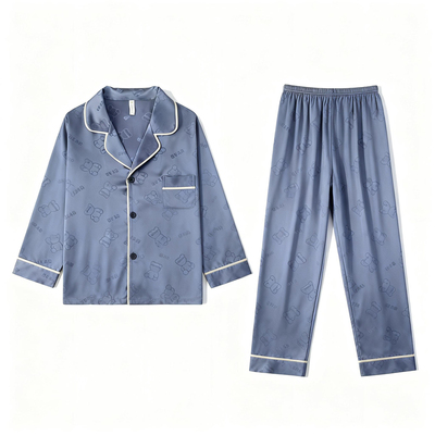 猫人冰丝睡衣男款夏季真丝短袖