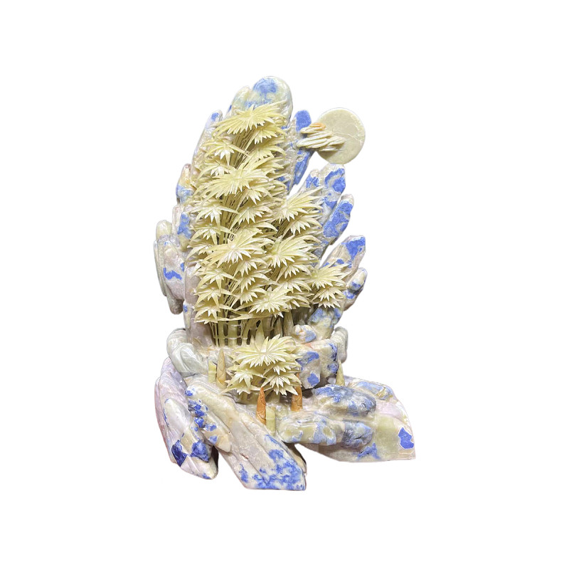 手工雕刻竹报平安天然玉石吉祥物