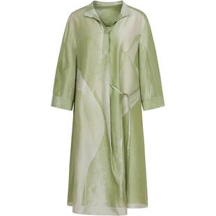 【精工系列】LESS马蹄莲印花连衣裙桑蚕真丝立领衬衫裙2O3G11680