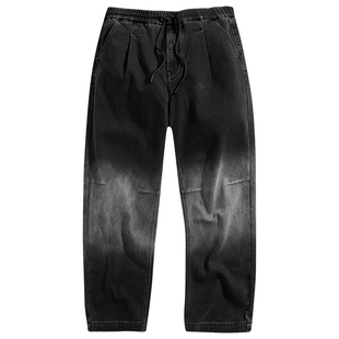 太平鸟男装牛仔裤秋款美式宽松直筒休闲裤渐变色水洗潮牌牛仔裤