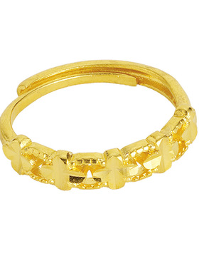 沙金戒女款幸运四叶草戒指新款麦穗指环520礼物送女友送老婆生日