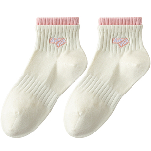 全棉短袜子女春秋季纯棉吸汗防臭抗菌透气运动秋冬款中短筒袜无骨