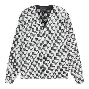 WE11DONE中性男女同款字母标识印花V领针织开衫外套毛衣