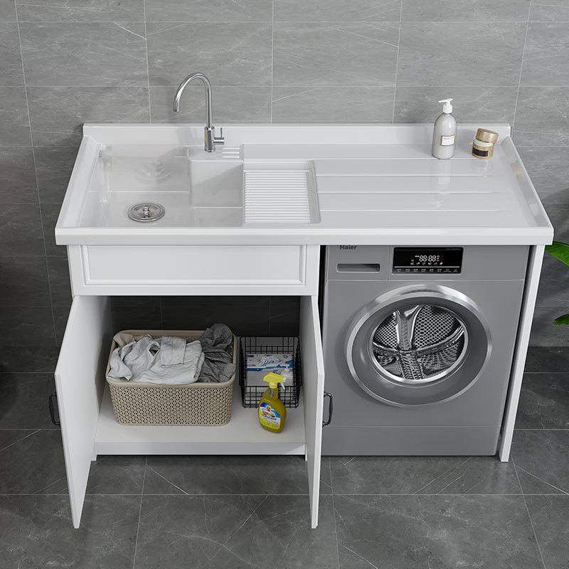 太空铝洗衣机伴侣阳台水池洗衣柜组合脸盆一体柜搓板台盆柜子滚筒,家装主材,洗衣机柜,淘宝优惠券,粉丝福利购,淘宝优惠卷