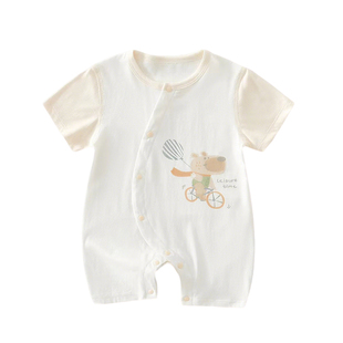 木植新生儿衣服夏季薄款连体衣A类纯棉无骨男女宝宝哈衣空调服