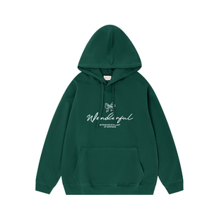 Gbiaior2025新款橄榄绿字母印花连帽卫衣女复古学院风宽松上衣潮