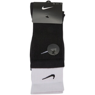 Nike耐克袜子叠袜2024春潮流黑白拼接高筒男女袜双勾运动袜DD2795