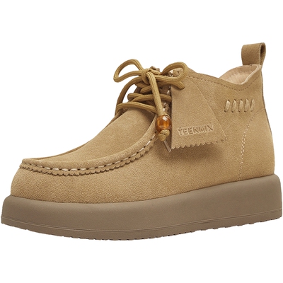 天美意冬新款商场同款袋鼠鞋高帮短靴复古女时装靴BL781DD5