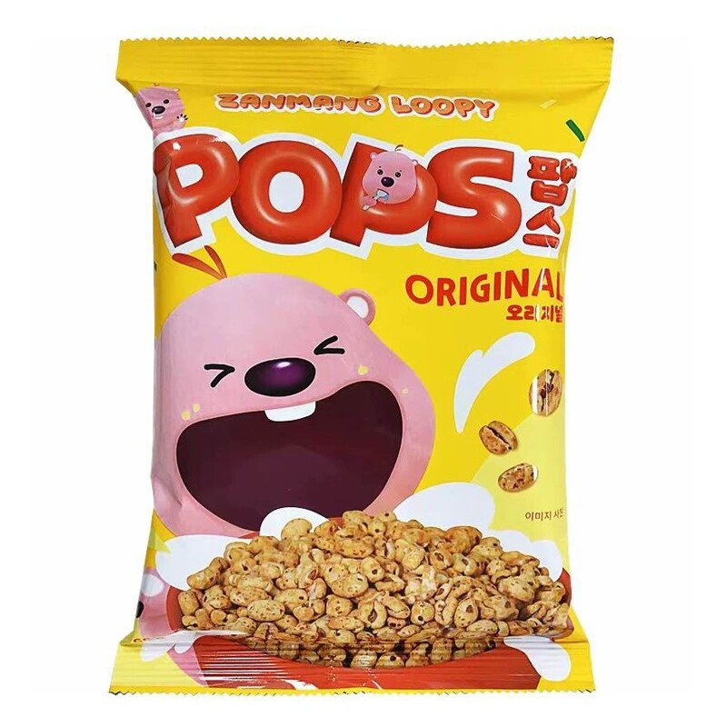 韩国进口loopy赞萌露比麦粒脆原味巧克力膨化爆米花休闲零食65g