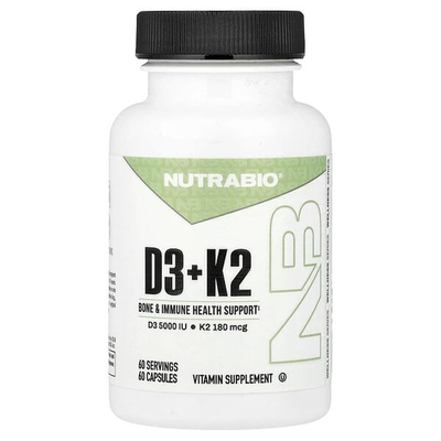 Nutrabio Labs,D3 K2，60 粒胶囊