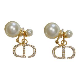 奥米迪奥CD字母大小珍珠耳夹小众设计高级明星同款耳环气质耳饰