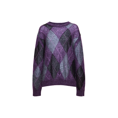 菱格织法马海薄雾针织衫