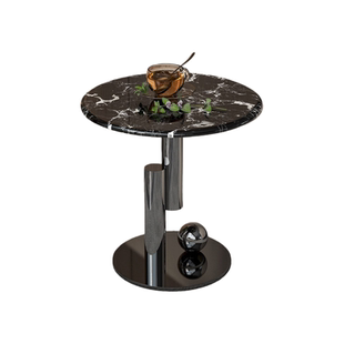 设计师家用极简奢石沙发边几客厅可移动大理石小茶几意式轻奢角几