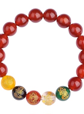 新款朱砂貔貅手串本命年五路财神