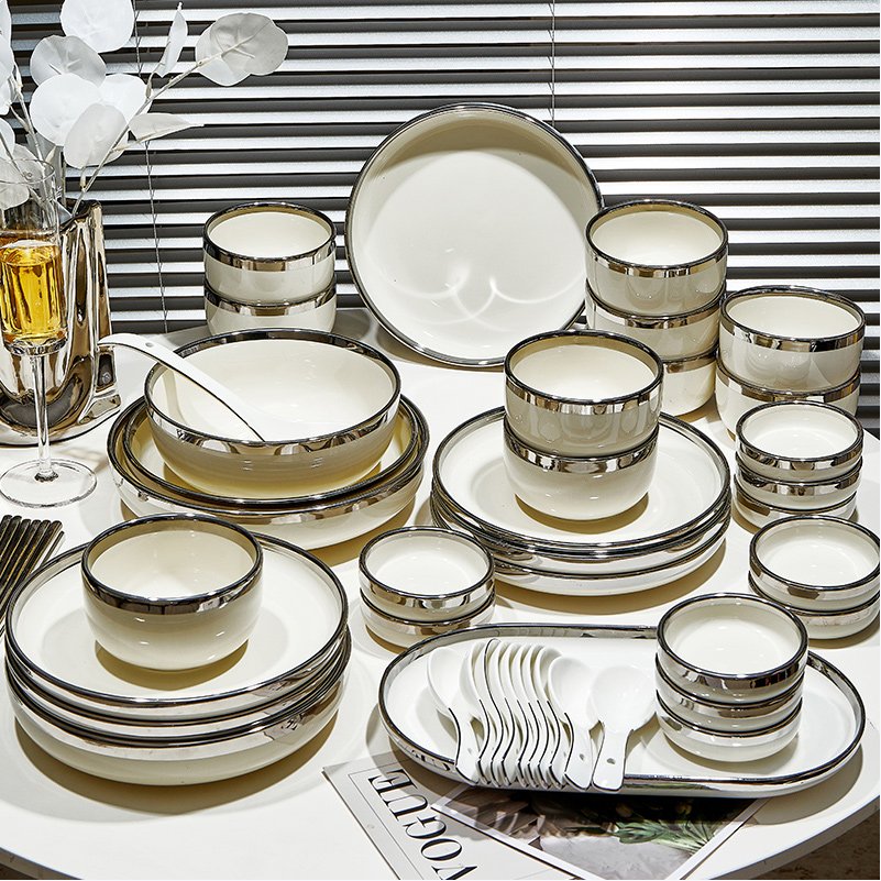 轻奢碗碟套装家用碗2025新款碗筷碗盘碗具套装组合乔迁高级感餐具