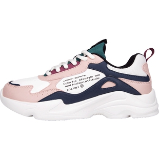 特步女鞋冬季新款运动鞋女款皮面跑步鞋休闲老爹鞋子女官方旗舰店