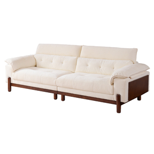 拉芙菲原木风可拆洗棉麻布艺沙发小户型中古雪尼尔实木客厅沙发