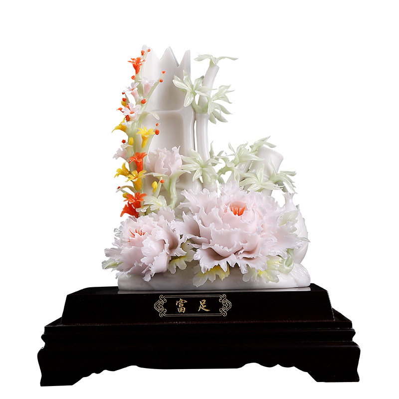 富足|非遗陶瓷牡丹摆件定制文字