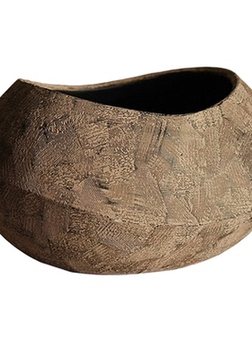 侘寂风做旧镁泥花盆摆件水培花瓶