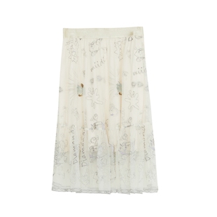 谜底半身裙2022夏季新款优雅手工钉珠A型蕾丝半裙222GB0629