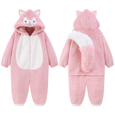 儿童狐狸连体衣冬季加绒睡袋