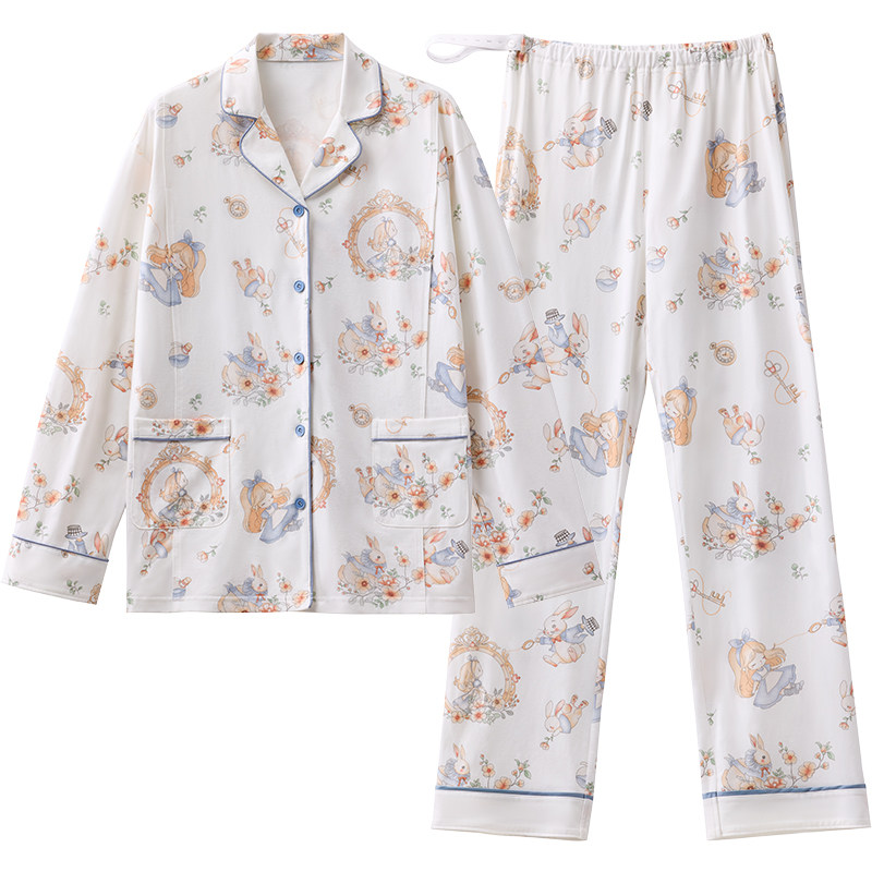 婧麒月子服夏薄款产后纯棉哺乳睡衣孕妇怀孕期待产喂奶家居服套装