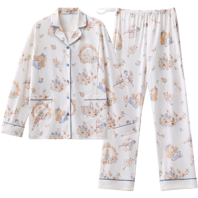 婧麒月子服夏薄款产后纯棉哺乳睡衣孕妇怀孕期待产喂奶家居服套装