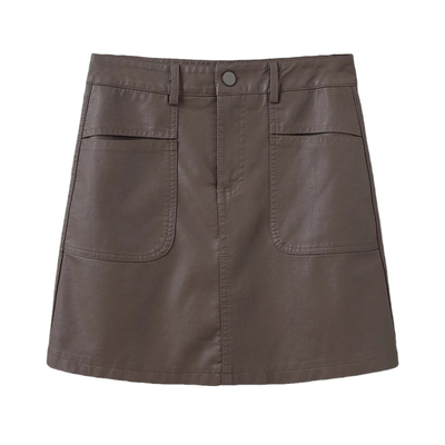 遮胯小皮裙pu半身裙女秋冬百搭大码高腰显瘦小个子包臀短裙A字裙